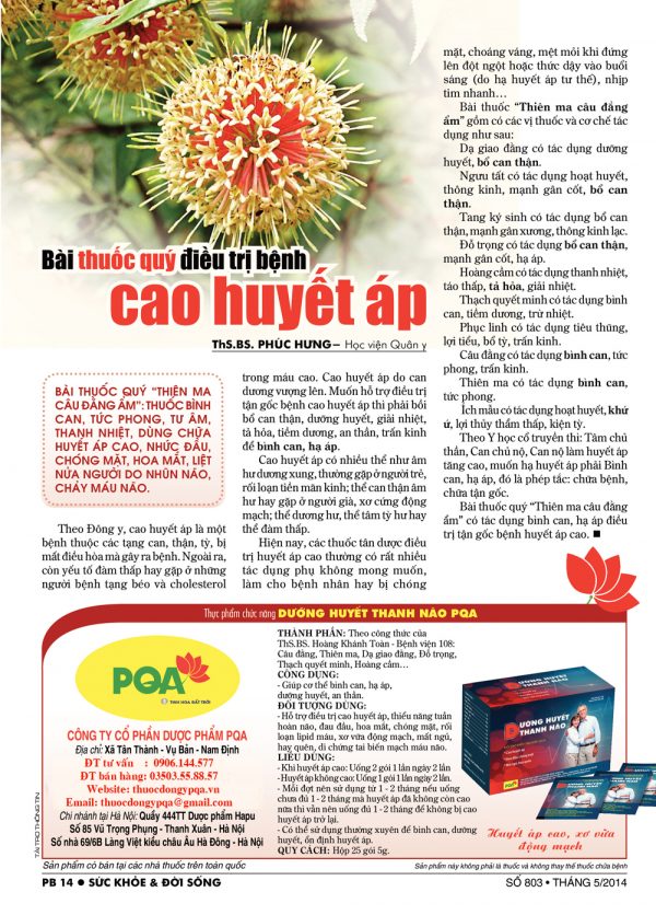 Bài thuốc chữa cao huyết áp bằng đông y