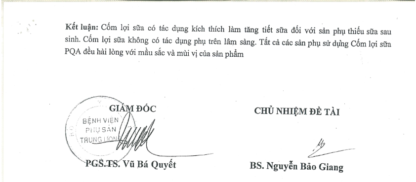 Cốm lợi sữa PQA