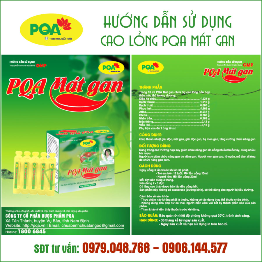 Hướng dẫn sử dụng PQA Mát gan