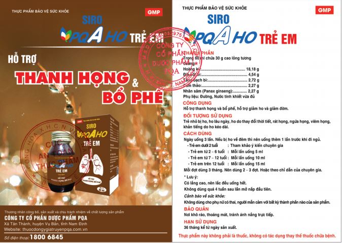 Siro ho trẻ em pqa
