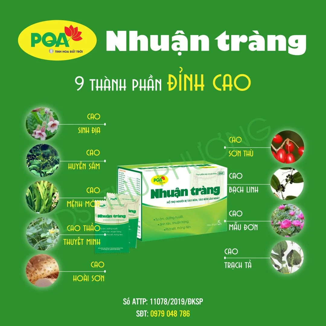 Thành phần cốm PQA nhuận tràng