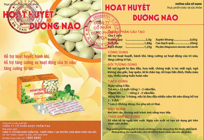 Chi tiết pqa hoạt huyết dưỡng não