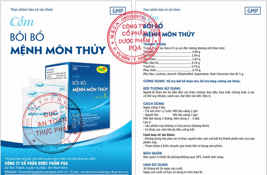 Bồi bổ mệnh môn thủy PQA