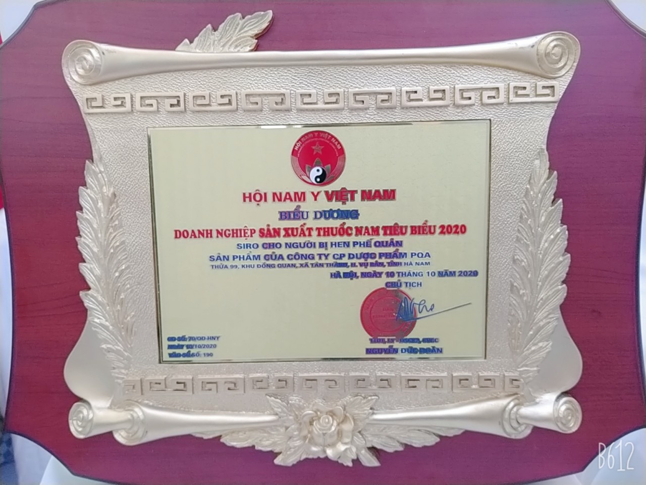 Giải thưởng tiêu biểu Hội Nam y Việt Nam năm 2020