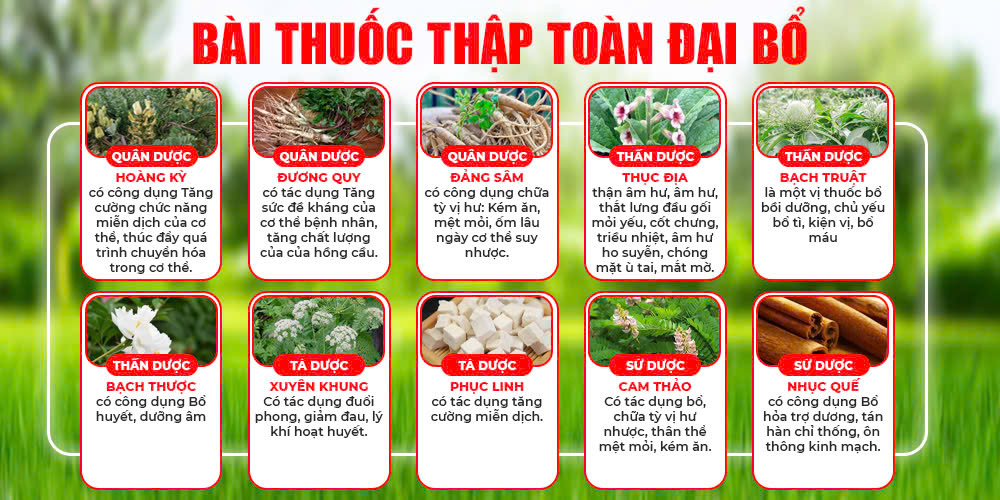 bài thuốc pqa thập toàn đại bổ