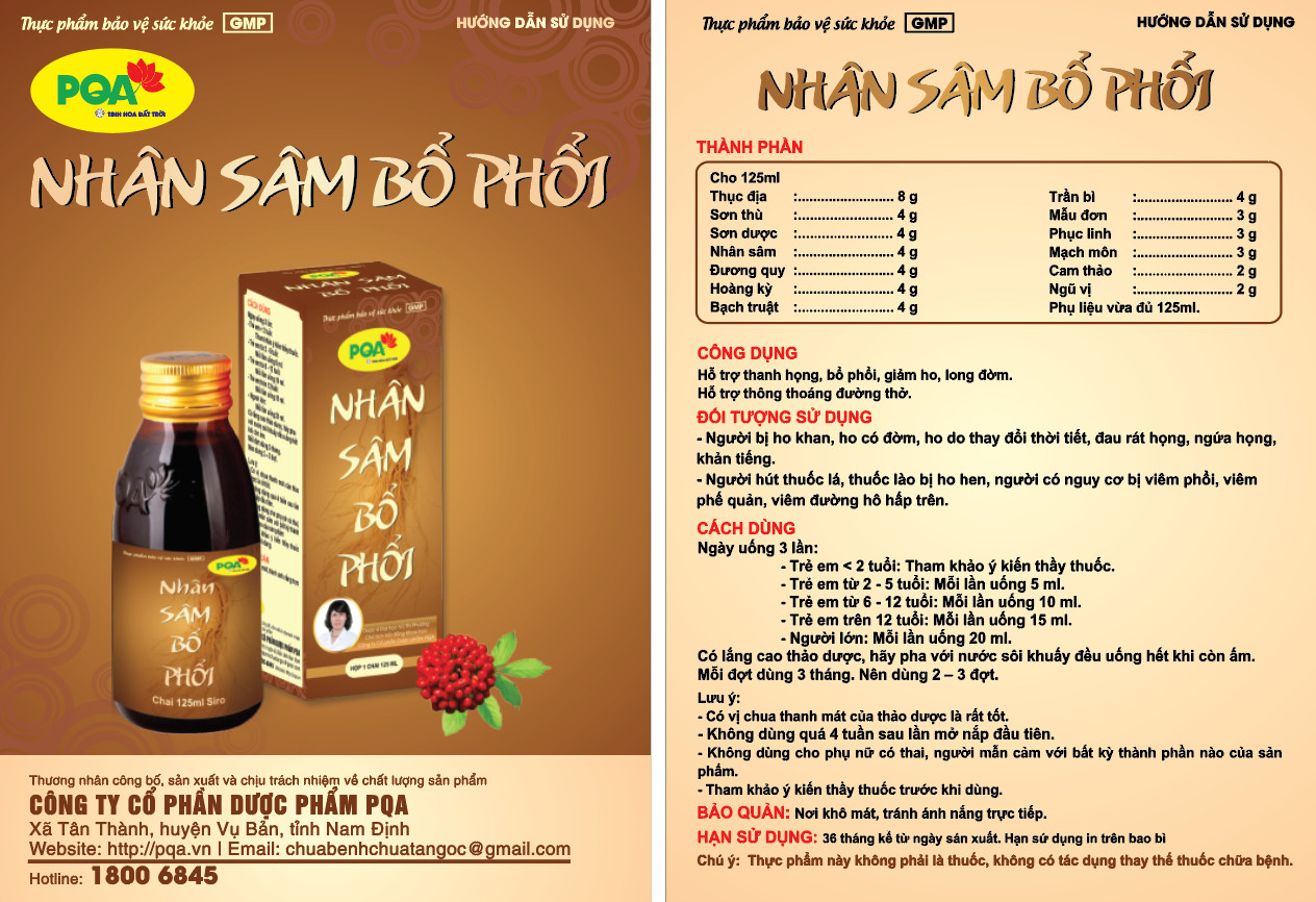 Siro Nhân sâm bổ phối PQA