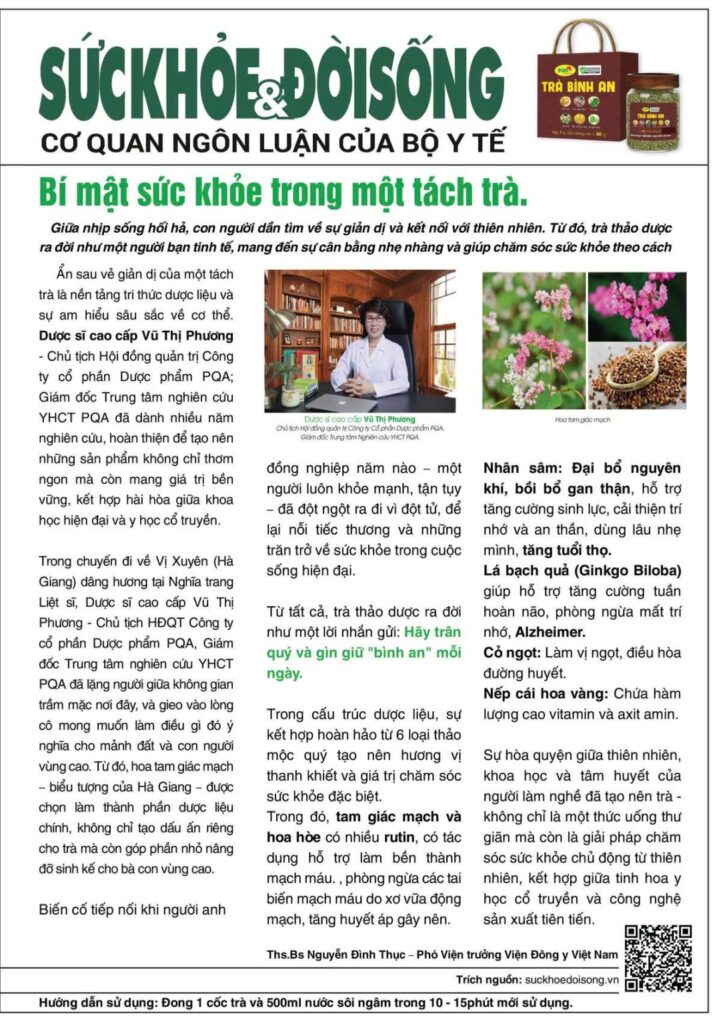 Bài viết về trà bình an PQA